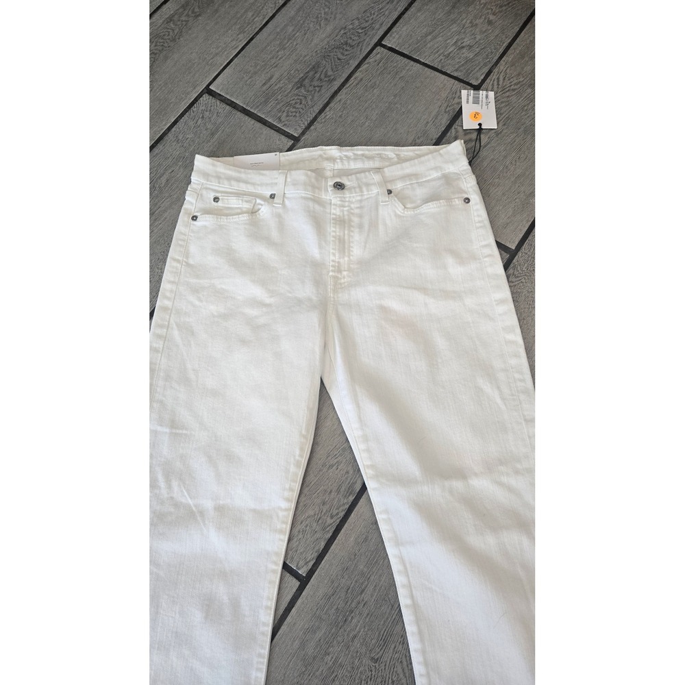 7 For All Mankind Kimmie‎ Crop White Jeans Form Fitted Skinny Size 31 - Picture 2 of 6